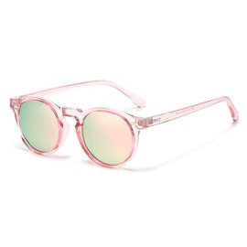 Gleyemor Kids Polarized Cute Round Sunglasses for Kids Girls Boys Age 3-8 (Pink/Pink Mirror)