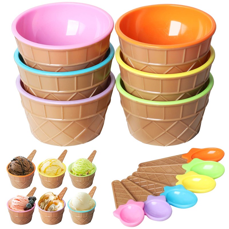 TRIXES Set of 6 Ice Cream Dessert Bowls and Matching