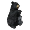 Rustic Garden Cute Black Bear Holding Solar Lantern Path Light