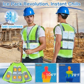 PANGTIKU Cooling Vest with 20Pcs Gel Ice Pack - Reflective Cool Vest for Men for Hot Weather