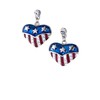 Fashion Trendy Patriotic Heart Earrings For Women / AZERFH052 (Silver)