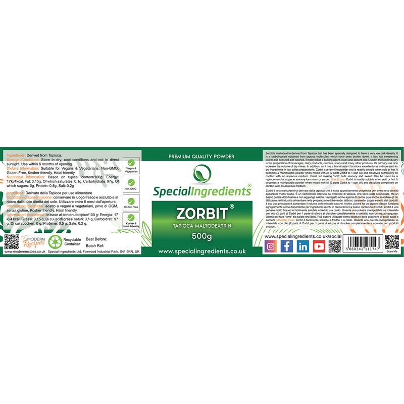 Special Ingredients Zorbit Tapioca Maltodextrin 500g Premium Quality