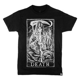 Mortus Viventi - Death Tarot Card T-Shirt, Black Tarot Shirt, Skeleton Graphic Tee, Cotton Tshirt, Occult Unisex Apparel, for Men Women, Goth, Oddity, Modern, Quality Clothing Medium