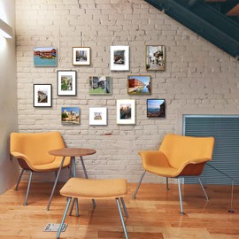 Golden State Art - 8x8 Aluminum Picture Frame - with Mat for 4x4 Photo or Without Mat for 8 x 8 Photo - Real Glass Cover - Simple and Elegant Decor for Wall Mounting - 1 Pack - Gold