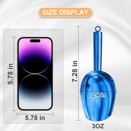 Metal Ice Scoop，Kitchen Ice Scooper for Ice Maker,Stainless Steel Small Ice Scooper for Freezer，Kitchen Gadgets Cookie Flour Pet Dog Food Scoop (Blue, 3 OZ)