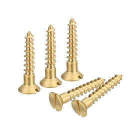 sourcing map Brass Wood Screws, 20Pcs M4 x 20mm Slotted Drive Flat Head Self Tapping Screw Countersunk for Woodworking Furniture