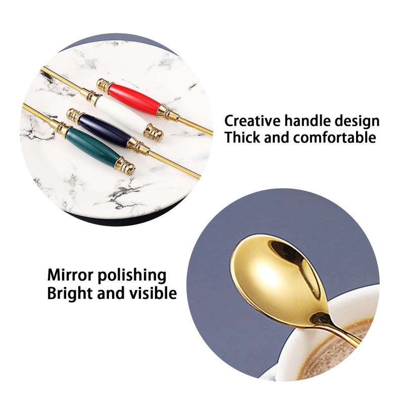 WUBAYI 4pcs Latte Spoon, Stainless Steel Gold Long Handle Spoons