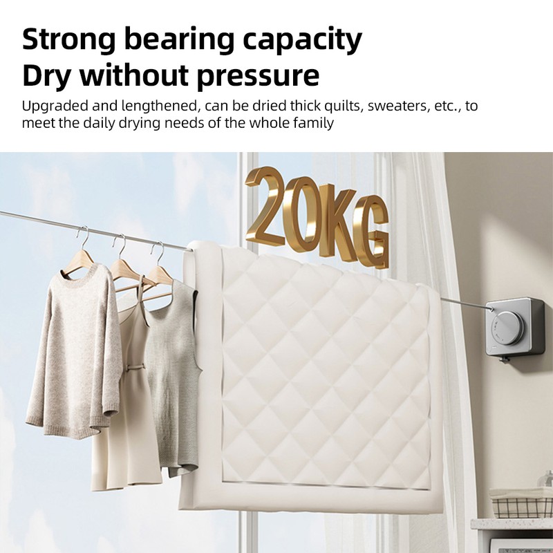 Hidden Retractable Clothesline Outdoor Indoor 13.78 Feet Heavy Duty Steel