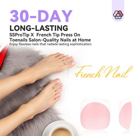 SAVILAND French Press on Toenails: 216 Pieces Toe Nail Press Ons French Short Square Toenails Toe Nail Press On Pink Soft Gel Toenail Press Ons Soak Off Fake Toenails DIY Manicure Gift