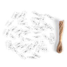 iKammo 50PCS Plastic Clothespins Mini Clear Clips Photo Clips Photo Paper Peg Pin Craft Clips Compatible Gift Wrapping, Picture Hanging, Arts&Crafts, Photo Display (Clear, 3.50.5cm)