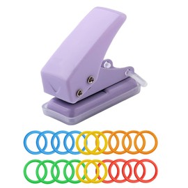 RuiChy Mini Hole Punch, Single Hole, Round Paper Punch, Hole Diameter 0.2 inches (6 mm), Easy Operation, Convenient to Carry, Loose Leaf Punch, 20 Pieces, Card Rings, Loose Leaf Binder Rings,