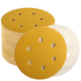 Keeimp 6 Inch Sanding Discs Hook and Loop, 220 Grit Sandpaper for Orbital Sander, Professional for Automotive and Woodworking, 100 Pack
