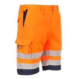 Portwest Hi-Vis Poly-cotton Shorts, Size: M, Colour: Orange/Navy, E043ONRM