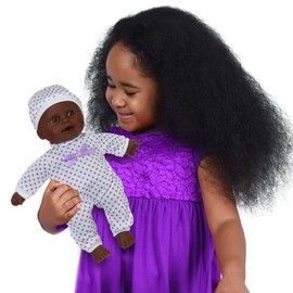 11 inch Soft Body African American Newborn Baby Doll in Gift Box - Doll Pacifier Included