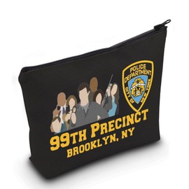 LEVLO Brooklyn 99 TV Show Cosmetic Make Up Bag - 99TH Precinct Black Zipper Pouch Bag - Brooklyn 99 Fans Gift Merchandise