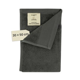Jean & Len Asciugamano per ospiti cotone biologico al 100%, colore rosmarino, con gancio, certificato OEKO-TEX e GOTS, etichetta del marchio in pelle vegana, asciugamani per ospiti 30x50 cm