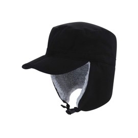 IBLUELOVER Mens Trapper Hat Fleece Earflap Baseball Hat Russian Ushanka Bomber Hat Thicken Cap Windproof Cycling Hat Thermal Ski Snowboard Hat Outdoor Sports Headwear with Adjustable Chin Strap Black