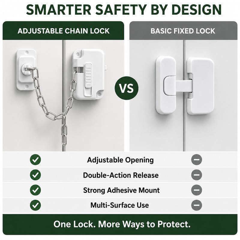 2 Pack No-Drill Child Safety Chain Lock for Windows and