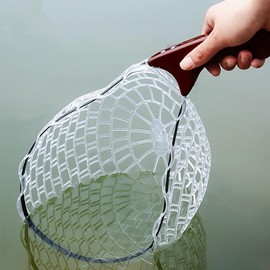 Bass Fishing Net, Foldable Fishing Net with Handle, Portable Design Live Caught Organizer Mesh for Catfish Fly Pools Ponds Beach Bass