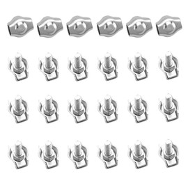 TOP-VIGOR 24Pcs M2 Simplex Bolt Wire Rope Clip, 304 Stainless Steel Wire Rope Cable Clamp Single Bolt Rigging Fasteners for Clothesline, Awning Fastening, Rigging Railing