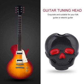 6pcs Skull Guitar Tunning Cap, DIY Guitar Tuner Peg Upgrade Guitar Button With Adapter Rings & Screw for Folk Electric Guitar, Guitar Decoration Gift(black)
