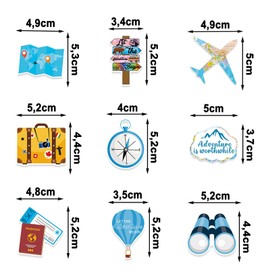 ParPix Pack of 100 Travel Confetti, Large 5 cm Travel Scatter Decoration, Traveling Birthday Confetti, Worldwide Travel Confetti, Adventure Theme Party Confetti, Blue White Travel Aeroplane Luggage