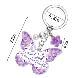 XzmaaoX Jesus Keychain Bible Verse Keychain Christian Keychains for Women Purple Gifts for Women Religious Faith Based Gifts for Her Inspirational Butterfly Keychains Birthday Christmas Gift