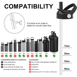 ABOTOCUP Straw Lid for Water Bottle Insulated Wide Mouth, Flex Straw Lid Compatibility Most Sports Water Bottle 12 16 18 20 32 40 64 oz, Straw Lids for Simple Modern Ascent Water Bottle