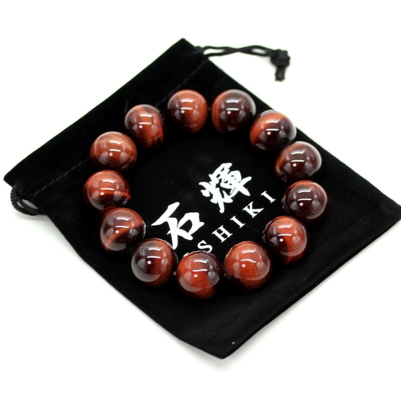 Shikui b464 Red Tiger Eye Bracelet, 0.7 inches (18 mm),