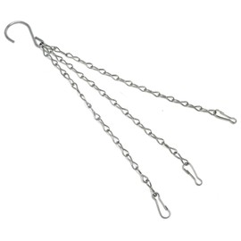 Garden Mile® 14" Hanging Basket Chain Heavy Duty 3 Point Chain for Bird Feeders Metal Hanging Basket Replacement Chain Hook Clips for Garden Lanterns Silver Outdoor Chains for Flower Pots