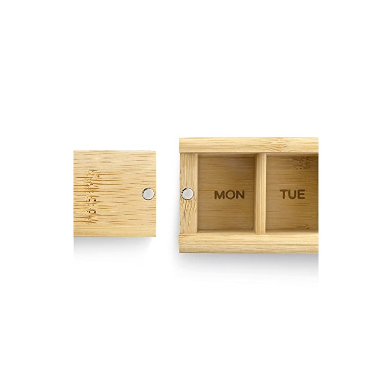 TabTime TabTime Bamboo Weekly Pill Box, 7 Day Pill Organiser,