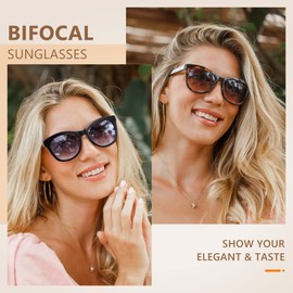 EASY READ Bifocal Reading Sunglasses for Women，Fashion Sun Readers UV400 Protection(Magnification 3.50, Demi)