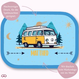 Lunch Box Children's Campus for Mepal - Camping - School Child Gift Camper Bus with Name Lunch Box First Day of School Gifts Retrobus First Day of School I Camping Bus Lunch Box Vintage Car Van Motif