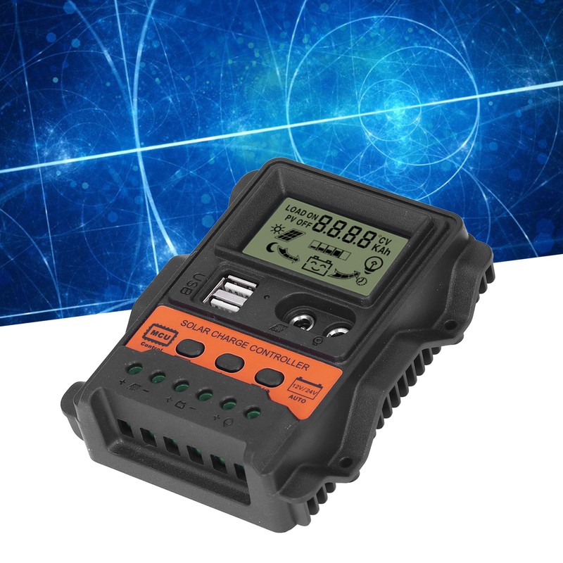 Solar Charge Controller LCD Display 2 USB Output PWM Panel