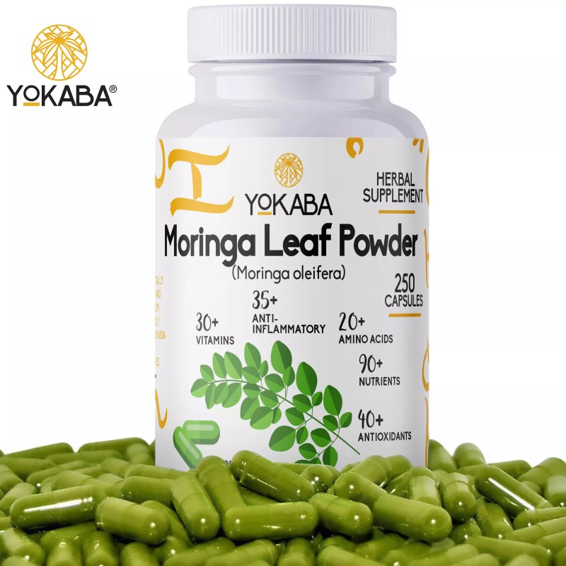 YOKABA Moringa Oleifera Leaf Powder 500mg Capsules - 250 Count