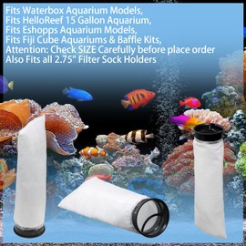 6 Pack 2.75 Inch 225 Micron Filter Sock Fits Waterbox Aquarium Models, Fits Eshopps Aquarium Models, Fits Fiji Cube Aquariums, Also Fits all 2.75" Filter Sock Holders