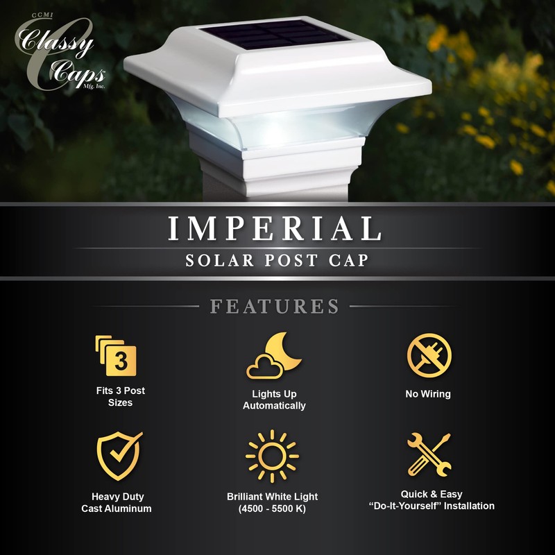 Classy Caps SL082W Imperial Solar Post Cap, 2.5" x 2.5",