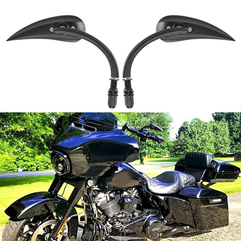 Black Motorcycle Rear View Sportster Mirrors Compatible with Harley Road