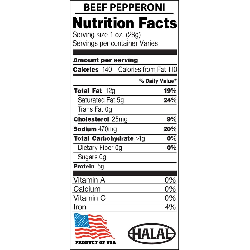 Midamar Halal Beef Pepperoni - Fully Cooked Sliced - 5