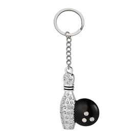 YIQPKUM Funky Bowling Cone Keyring with Rhinestones Sports Accessories for Women Car Purse Gift, black, M