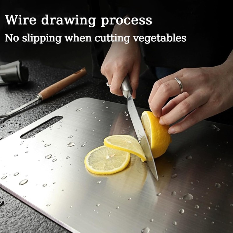 METOY Titanium Cutting Board,316 Stainless Steel Cutting Board,Upgrade Double Sided