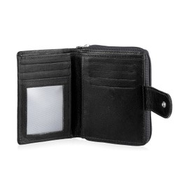 Ladies Soft Real Nappa Leather Handmade Clutch Small Purse with Multi Credit Card Wallet with Zip Up Coin Compartment (Black)