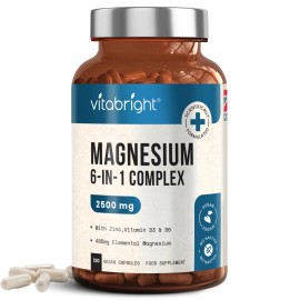 Complejo de magnesio 6 en 1, 2500 mg - 120 cápsulas suplementos de magnesio