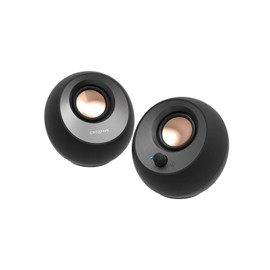 Creative Pebble V3 Minimalistic 2.0 USB-C Desktop Speakers with Bluetooth 5.0, 8W RMS with 16W Peak Power, USB-A Converter Included (Black) (Renewed)