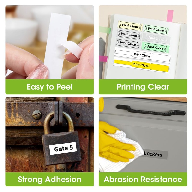 Phomemo A30 P15 Luminous Label Tape, Black on Glow-in-The-Dark Labels,