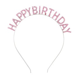 CIEHER Headband for Women Girls, Happy Birthday Crown Birthday Tiara Happy Birthday Decorations - Pink