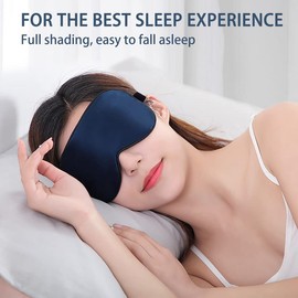 townssilk 2 x 100% Silk Sleep Mask with Adjustable Strap, Comfortable and Super Soft Eye Mask, 1 Black and 1 Navy Blue