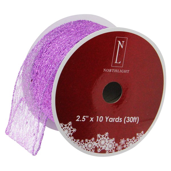 Northlight Pack of 12 Glittering Christmas Wired Craft Ribbons, 2.5"