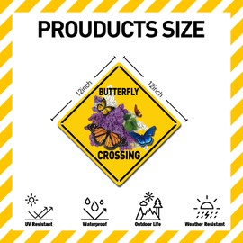 BTHUKO Butterfly Crossing 12" X 12" Aluminum Sign