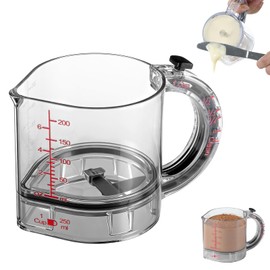 4-in-1 Adjustable Measuring Cup, Multi-Functional Kitchen Tool with Push-Button, with Adjustable Base & Scraper-Style Seal Base, Space-Saving Nesting Design for Cooking, Baking, Liquid & Dry Measure